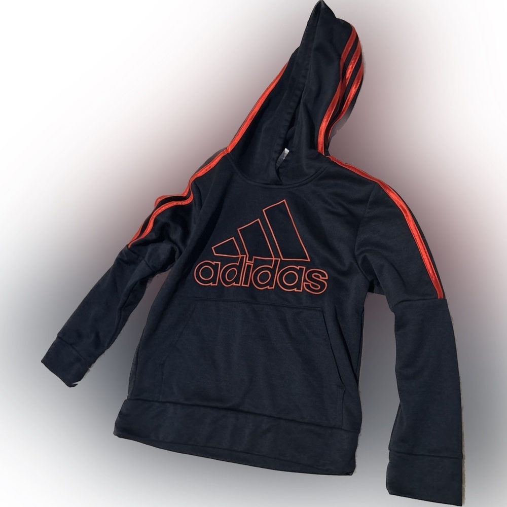 3K Adidas sweatshirt with hood M 8-10 black orange 0151